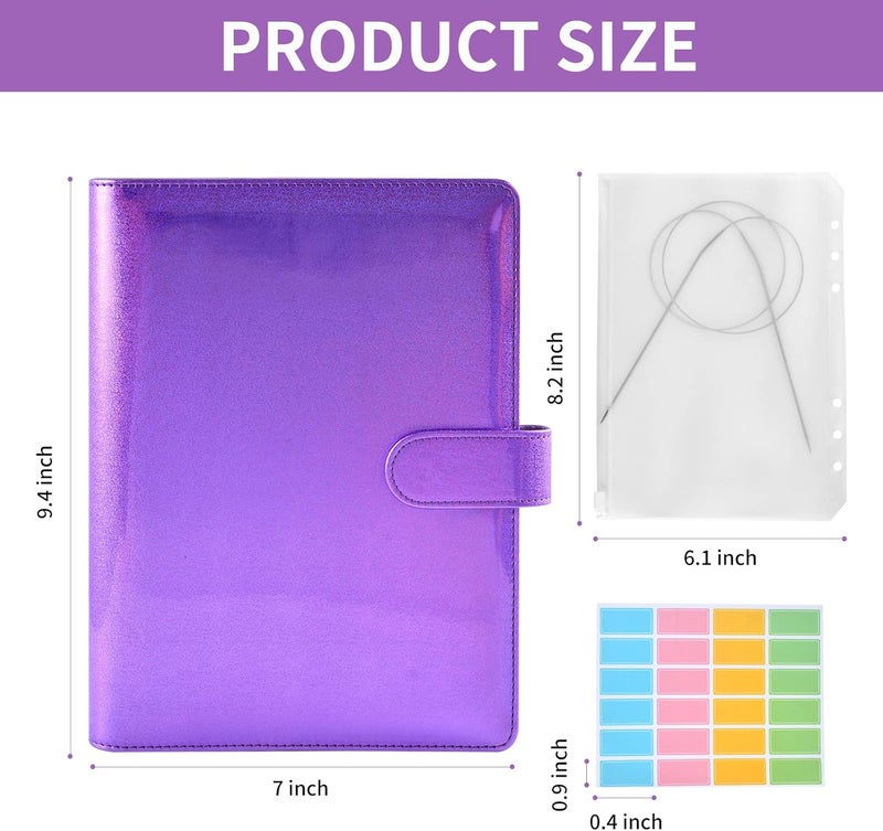 WANGDEFA Knitting Needle Case Set Circular Knitting Needle Case Knitting Needle Storage 1 pcs Macaron Cover 10 pcs Binder Pockets 48 pcs Label Paper for Collecting Sorting - Image 2